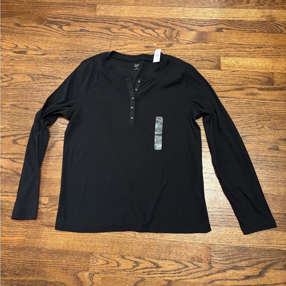 Black Long Sleeve Henley Shirt